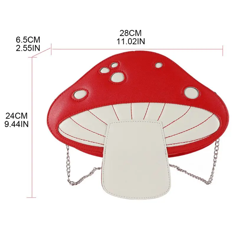 

Women Girl Mushroom Shape PU Leather Handbag Chain Shoulder Messenger Crossbody Bag Satchel Tote Purse