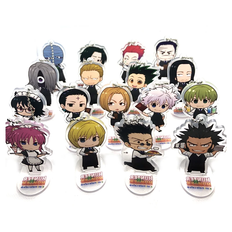 Anime HUNTER×HUNTER Coffee shop Hisoka Acrylic Cartoon Keychain Cosplay Game School Bag Itabag Pendant Key rings Xmas Gifts