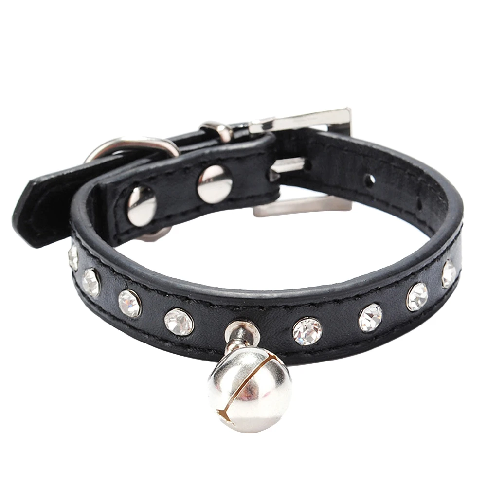 Регулируемый ошейник с колокольчиком для собаки стразы искусственные заклепки