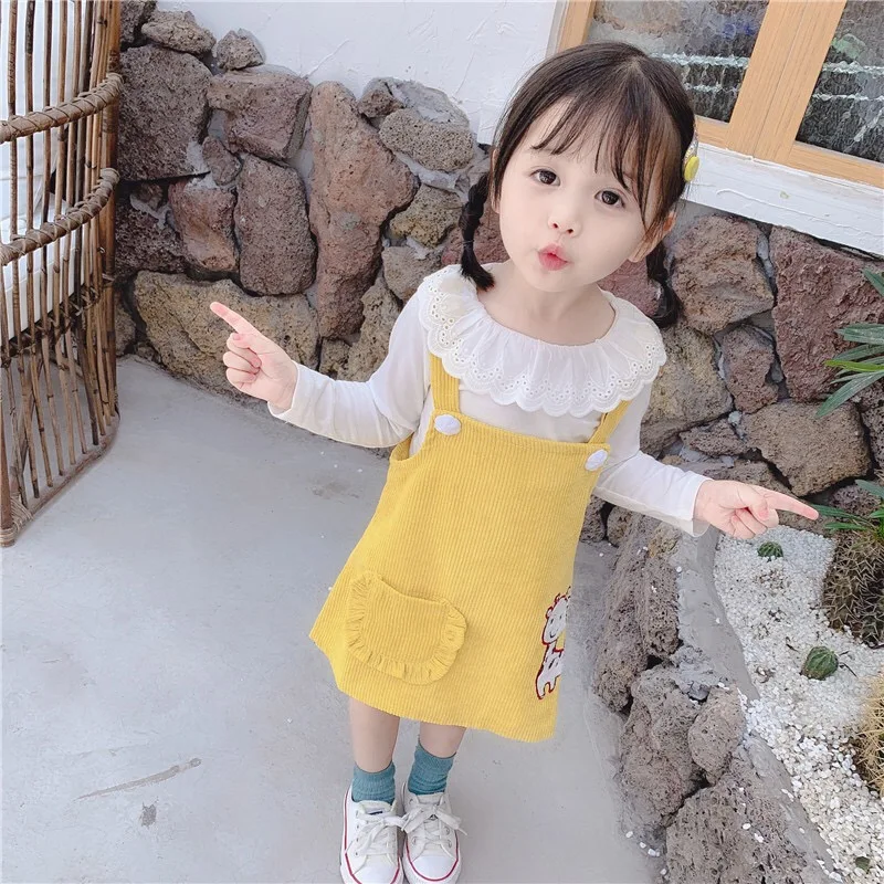 Платье для маленьких девочек осенняя хлопковая футболка с длинным рукавом топ +