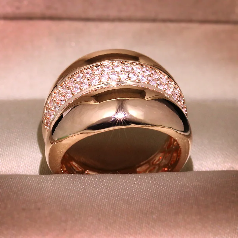 Fashion Multi Curved Zircon Ring Simple and Creative Rose Gold | Украшения и аксессуары