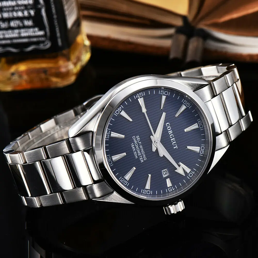 

Corgeut 41mm Mens Watch NH35 Automatic Movement Mechanical Sapphire Crystal Bracelet 316ss Steel Band Mechanical Wristwatch Mens