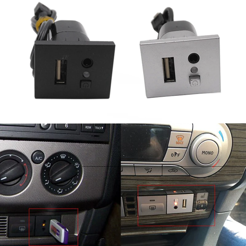 Adaptador de entrada de ranura USB AUX para coche, Cable de interfaz USB, botón de enchufe para Ford Focus 2 mk2 2009 2010 2011