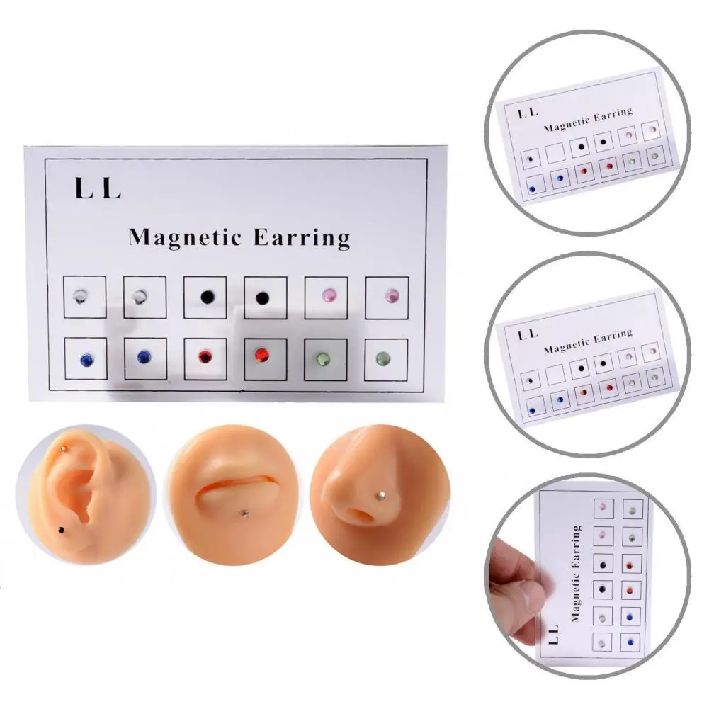 

12 шт., декоративные магнитные кольца для носа, не вызывают аллергических реакций