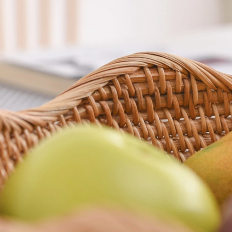 

3PCS Rattan Storage Basket Bread Basket Rattan Fruit Basket Picnic Basket Snack Woven Basket