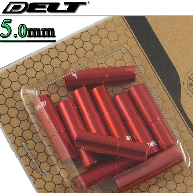 red 10pcs 10 шт. 5,0 мм Фиксированная Шестерня Горная дорога MTB велосипед обмотка гибкого троса ручного тормоза концы крышки наконечник выстроились наконечники сплав черный красный золотой синий - Цвет: red 10pcs