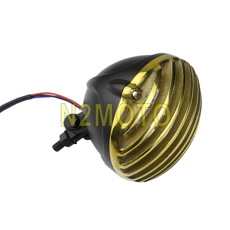 Ретро Мотоцикл 5 &quotзубчатая решетка фара с ободком латунного цвета для Harley Dyna Road