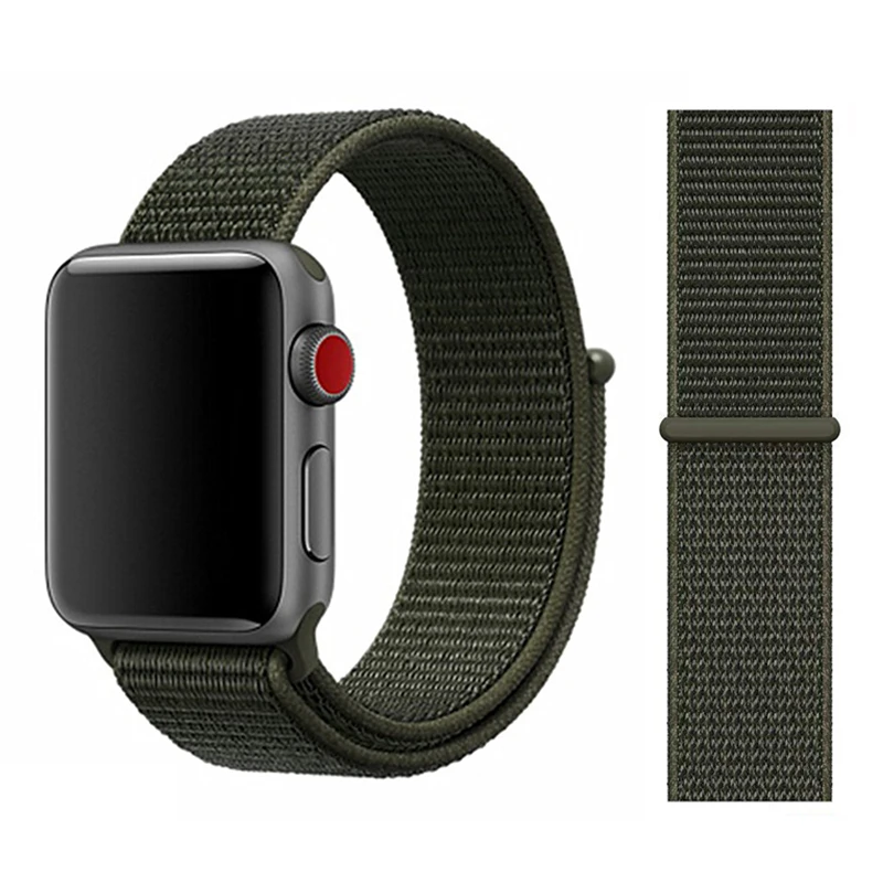 Нейлоновый ремешок для Apple watch 5 ремешок 44 мм 40 мм iWatch ремешок 42 мм 38 мм спортивный ремешок для часов Браслет Apple watch 4 3 2 1 38 40 44 мм - Цвет ремешка: Cargo khaki