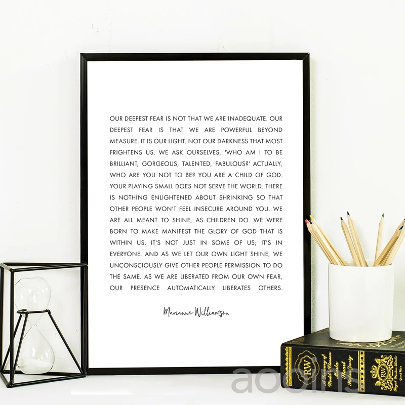Child of God Minimalist Inspirational Quotes Wall Art Canvas Posters Prints - Our Deepest Fear | Christian Home Decor and Gift | Painting for Inspiration image 4