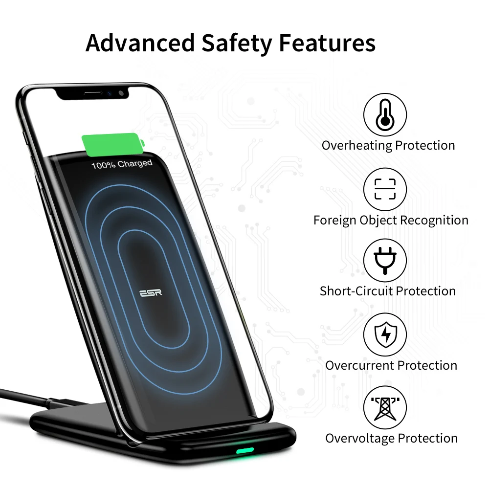 ESR 5 В/9 В Qi Беспроводное зарядное устройство для samsung Galaxy S8 S7 S9 Note 8 для iPhone X 8 8 Plus Google Nexus 4/5 быстрая зарядная док-станция