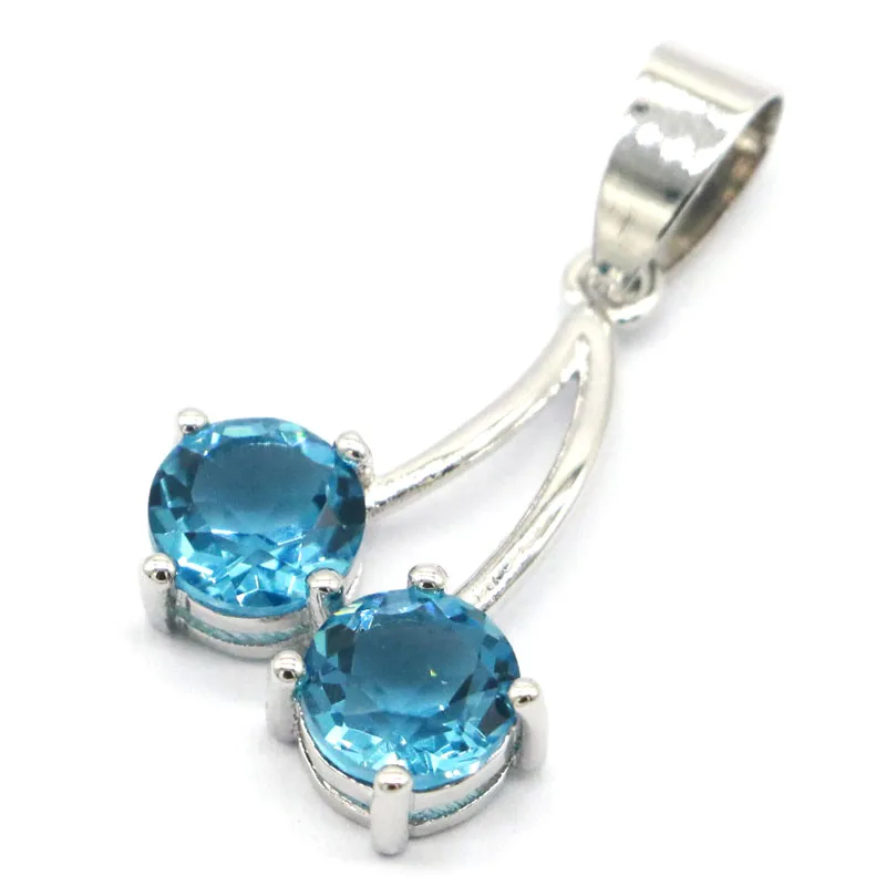 

29x16mm SheCrown Pretty Created London Blue Topaz CZ Jewelry Making Silver Pendant