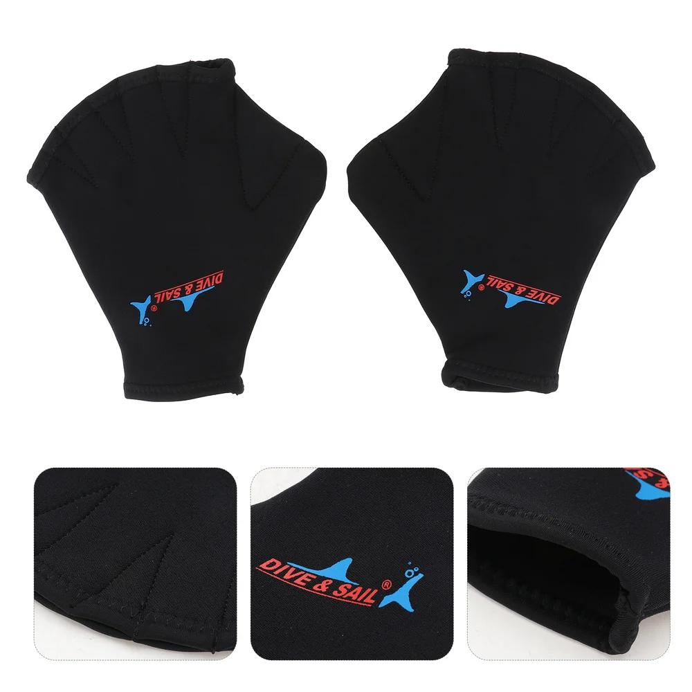 

1 Pair Swimming Webbed Aquatic Fit Traning Paddles Diving Hand Web (Black)