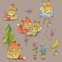 gg gold collection counted cross stitch kit cross stitch rs cotton with cross stitch merejka rabbit and fox with love