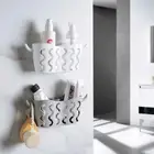 Домашнее настенное крепление для хранения корзины для ванны органайзер для кухни и ванной Прочная полка для вещей с двумя небольшими крючками стеллаж для хранения