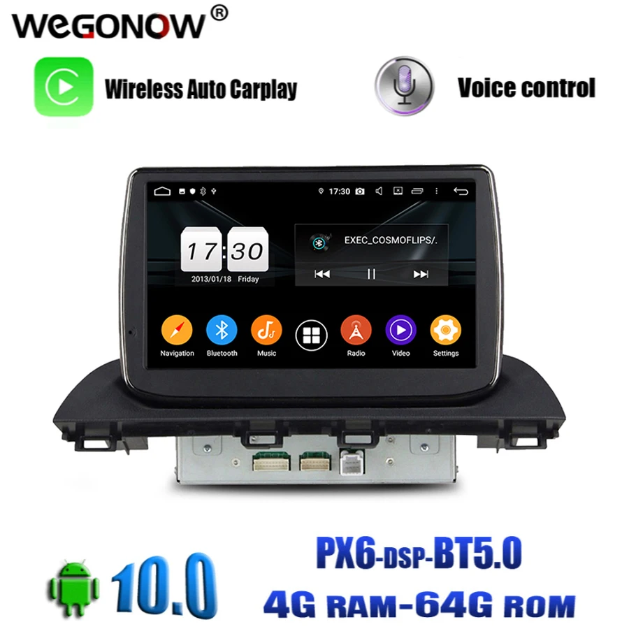 Автомобильный DVD плеер PX6 HD DSP IPS Android 10 0 Восьмиядерный 4 Гб ОЗУ 64 ПЗУ GPS карта RDS