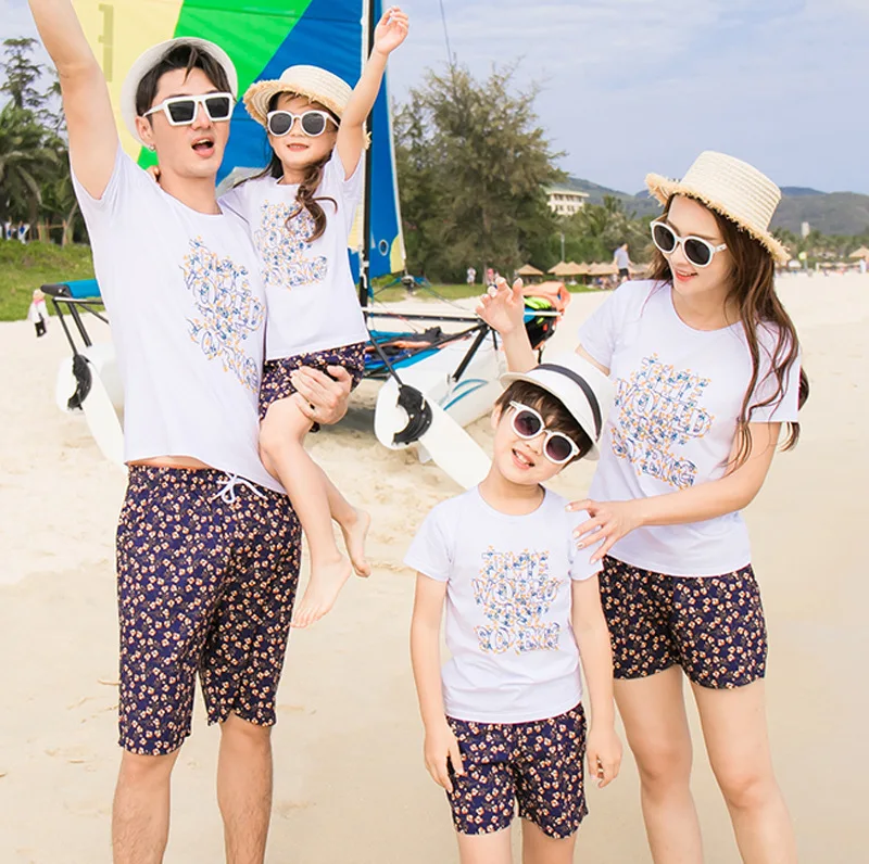 

Cotton parent-child wear summer new family mother and child mother and daughter set seaside holiday beach parent-child suit