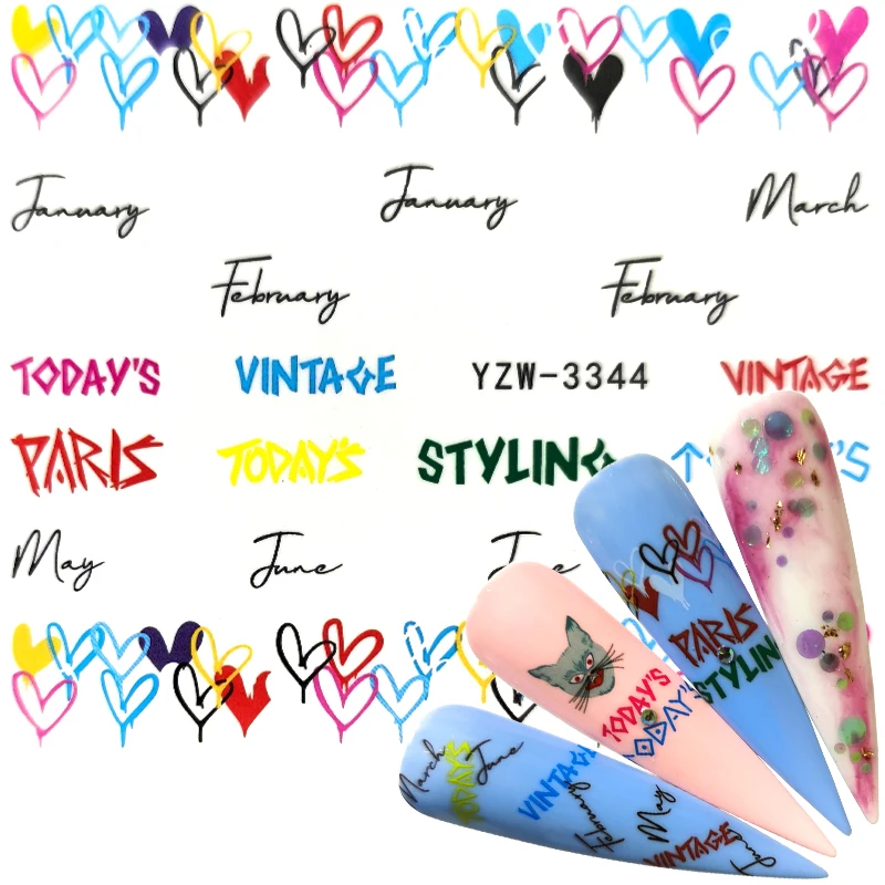 Геометрические Водные Наклейки для ногтей в виде сердца и Луны | Красота здоровье