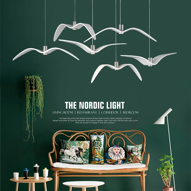 Goedkoop Heng Yuan Europese Hars Brocis Night Vogels Silhouet Sky Gratis Vogel Meeuw Kroonluchter Restaurant Bar Art Decoratie Verlichting