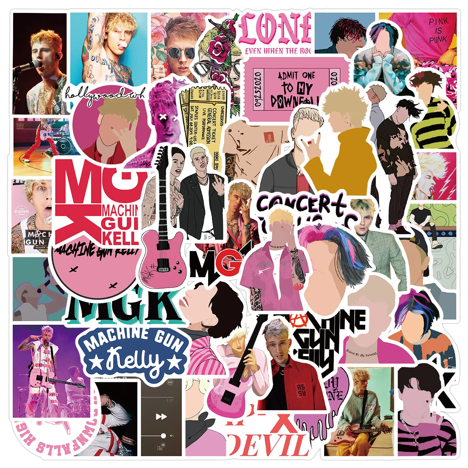 

50pcs Rapper Machine Gun Kelly Stickers Luggage Trolley Case Notebook Waterproof Stickers