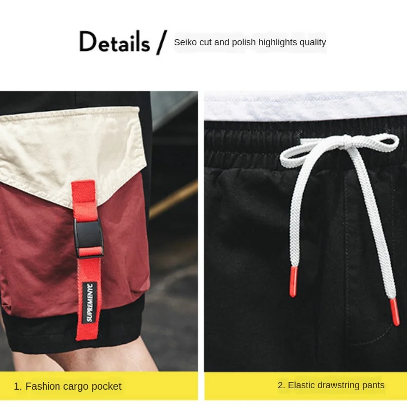 

Tooling Shorts Male Korean Version of The Trend of Pure Cotton Loose Casual Pants Multi-pocket Stitching Sports Five-point Pants