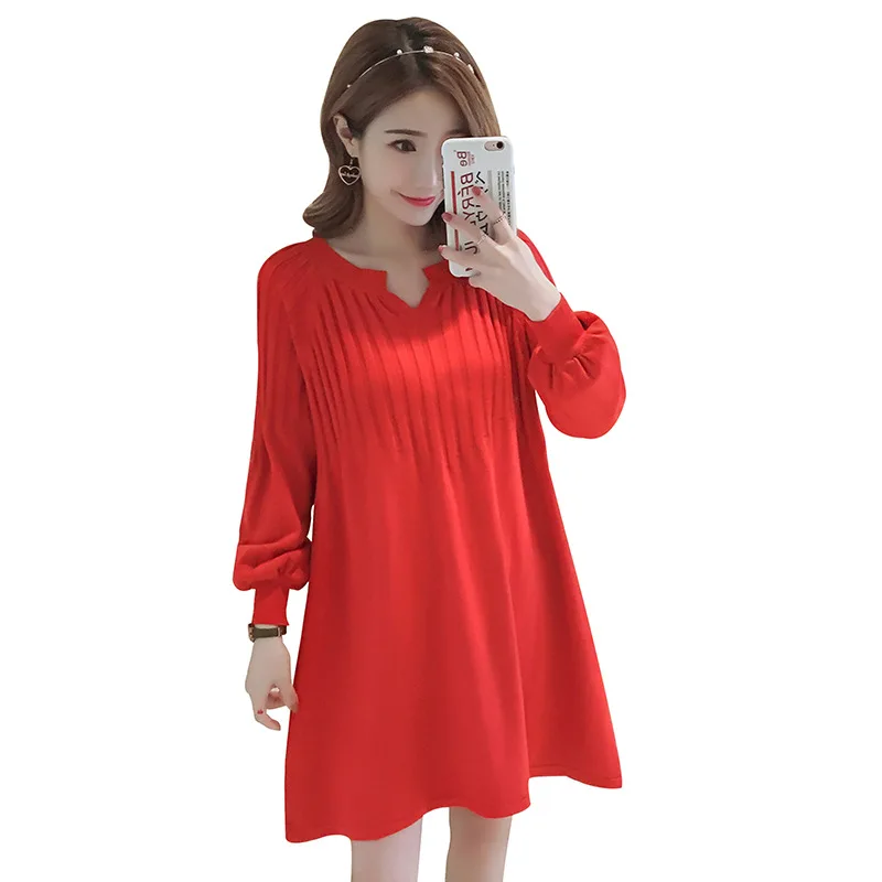 Одежда для беременных Envsoll осень зима 2019 платье свободного кроя большого размера