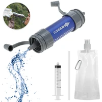 outdoor water filtration system water filter straw purifier with drinking pouch for emergency preparedness camping traveling