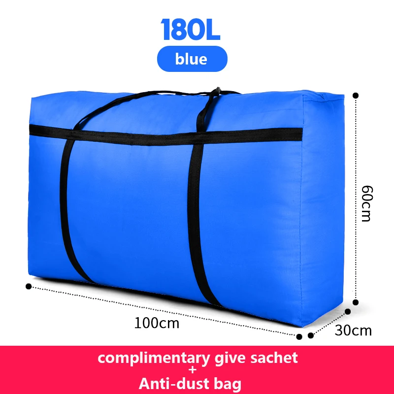 Blue 180L Дорожная сумка, холщовая, переносная, для женщин, для выезда за границу, сумка для багажа, большая вместительность, 40L-180L, большая, переносная, для дома, сумка для хранения, очень большая - Цвет: Blue 180L