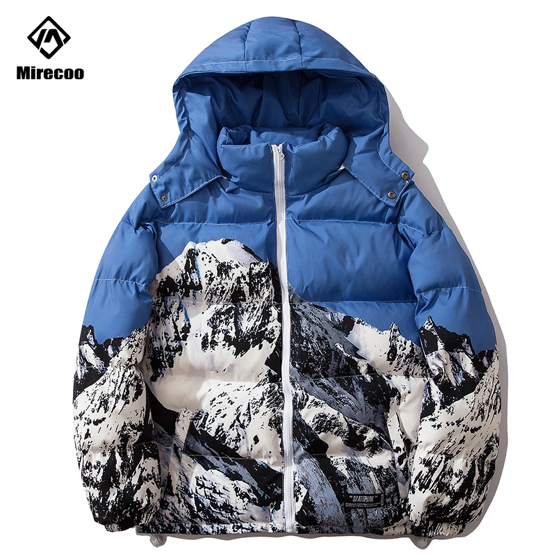 Пуховая куртка-парка с хлопковой подкладкой и принтом уличная одежда в стиле