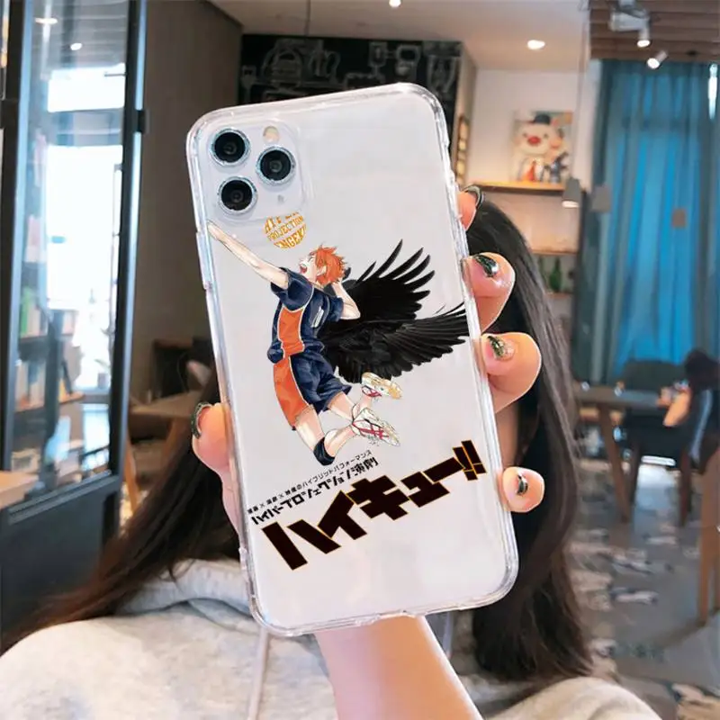 

Anime volleyball boy Phone Case Transparent for iPhone 6 7 8 11 12 s mini pro X XS XR MAX Plus cover funda shell