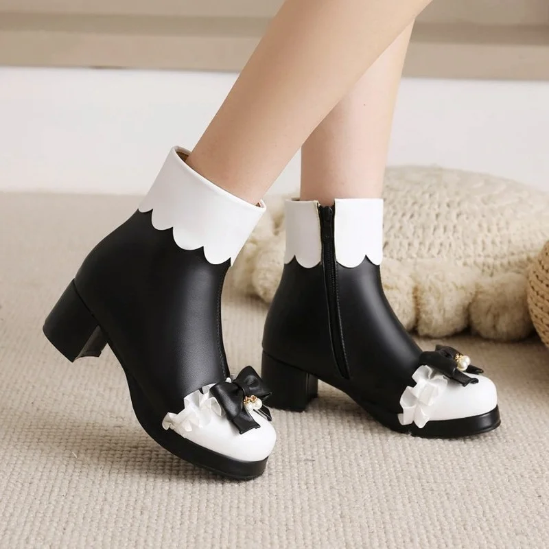 FXYCMMCQ 2021 Vogue Explode Pair of Spell Color Princess Boots Lolita Lovely Girl Boots 8-62
