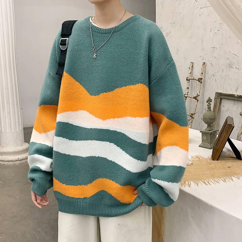 

Корейский модный свитер для мужчин, уличный пуловер, шерстяной свитер, кашемировый свитер, Осенние Топы оверсайз, вязаные пуловеры, тренды ...