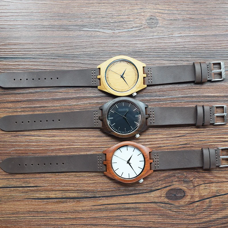 

Relogio Masculino Wooden Watch Men Fashion Simple Leather Strap Wood Quartz Watch Men's Great Gift erkek kol saati Wristwatch