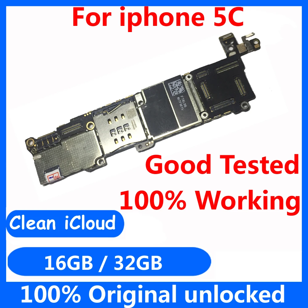 Factory unlocked mainboard with IOS system for iphone 5C 16gb 32gb 100% good working Original motherboard+Full Chips logic board