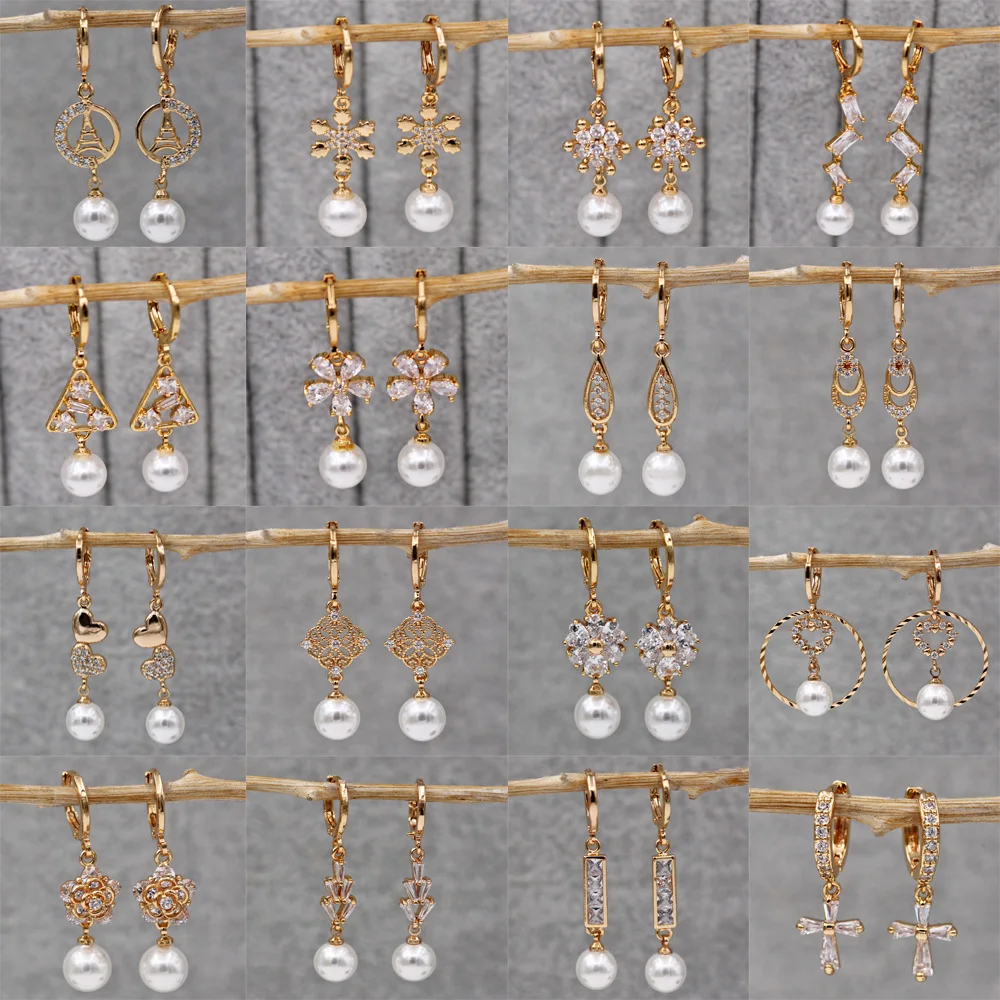 Модные жемчужные серьги длинные висячие в форме сердца для женщин с золотым