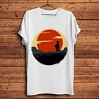 Забавная футболка Samurai Champloo sunset, мужская летняя белая Повседневная футболка, Мужская Уличная футболка для манги оtaku, унисекс