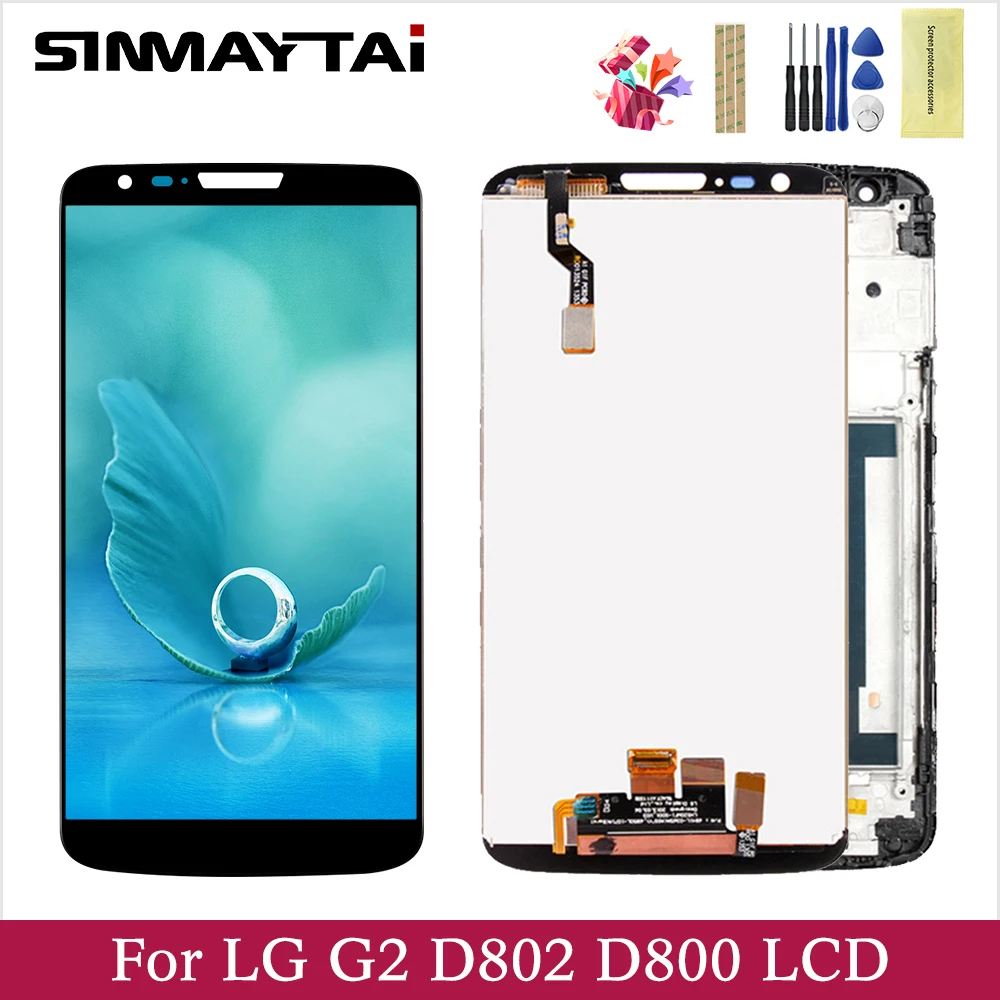 ЖК дисплей с рамкой и сенсорной панелью для LG G2 5 2 дюйма AAA дигитайзер D802 D801 D803 F320K
