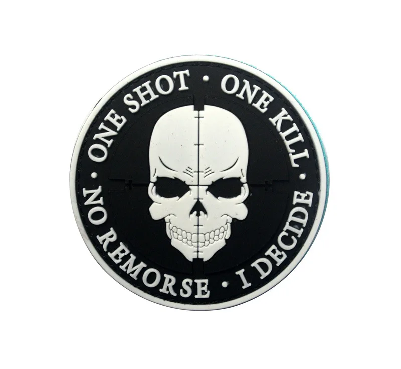 one shot white 8 cm Униформа таб тактическая куртка Снайпер патчи военный крюк боевой дух армии тактический патч значок украинский Снайпер - Цвет: one shot white 8 cm