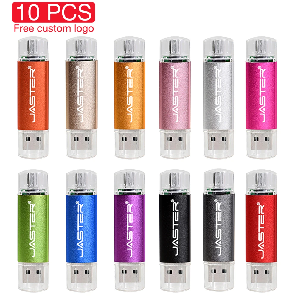 

JASTER 10 PCS LOT USB Flash Drive Metal OTG Pen Drive Type-C Smart Phone 128GB 64GB Wholesale Free Custom logo Memory Stick 32GB