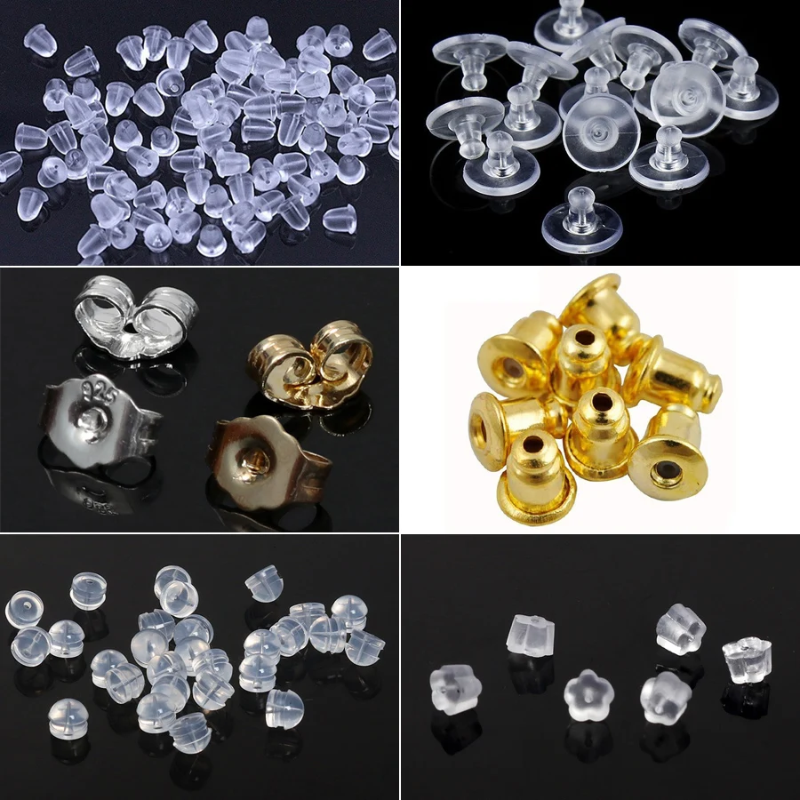 100 шт. силиконовая резиновая серьга спины безопасность пуля фиксаторы уход за