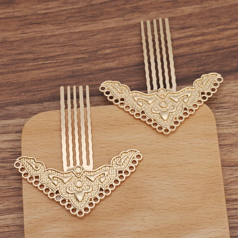 

5 PCS 35x65mm Retro Metal Alloy Hair Combs KC Gold Silver Plated Hair Combs Setting DIY Headwear Accessories For Jewelry Making