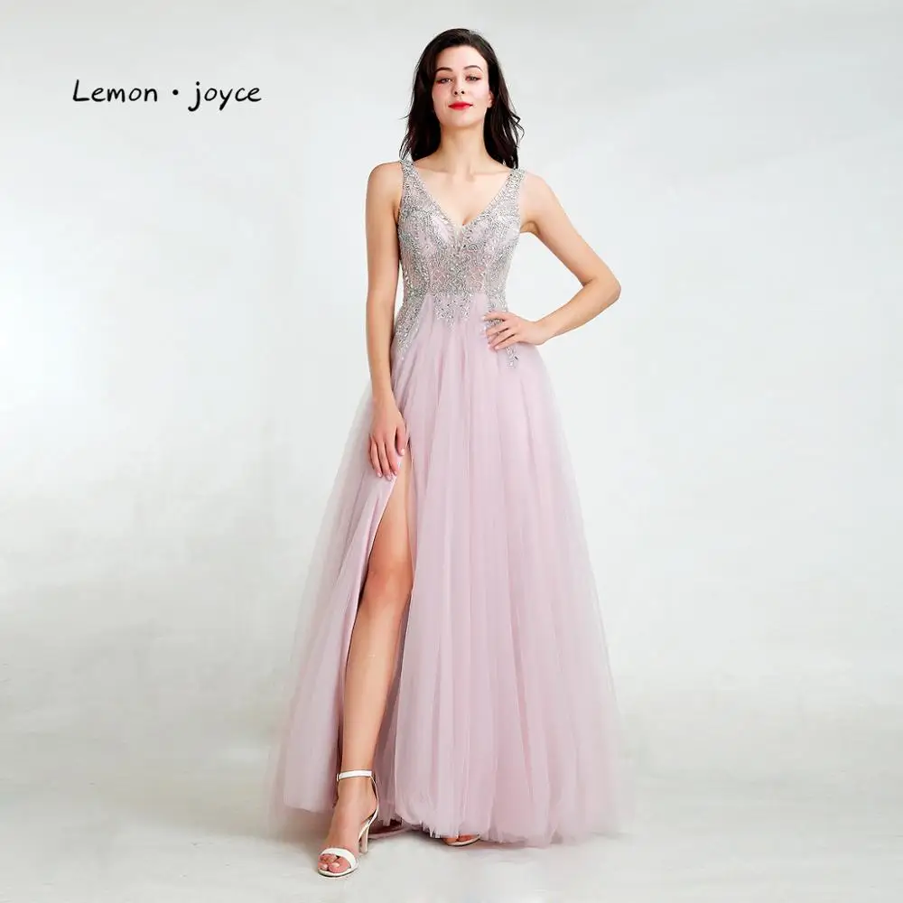 Lemon joyce Элегантное Длинное платье для выпускного вечера 2020 сексуальное с v