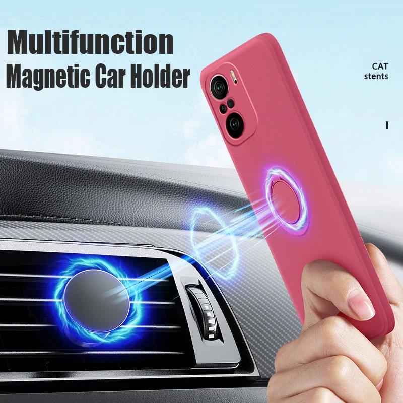 

Magnetic Ring Holder Case For Xiaomi Mi 11 10T Lite Ultra Poco X3 F3 Redmi Note 9S 10 K40 Pro Original Soft Liquid Silicon Cover