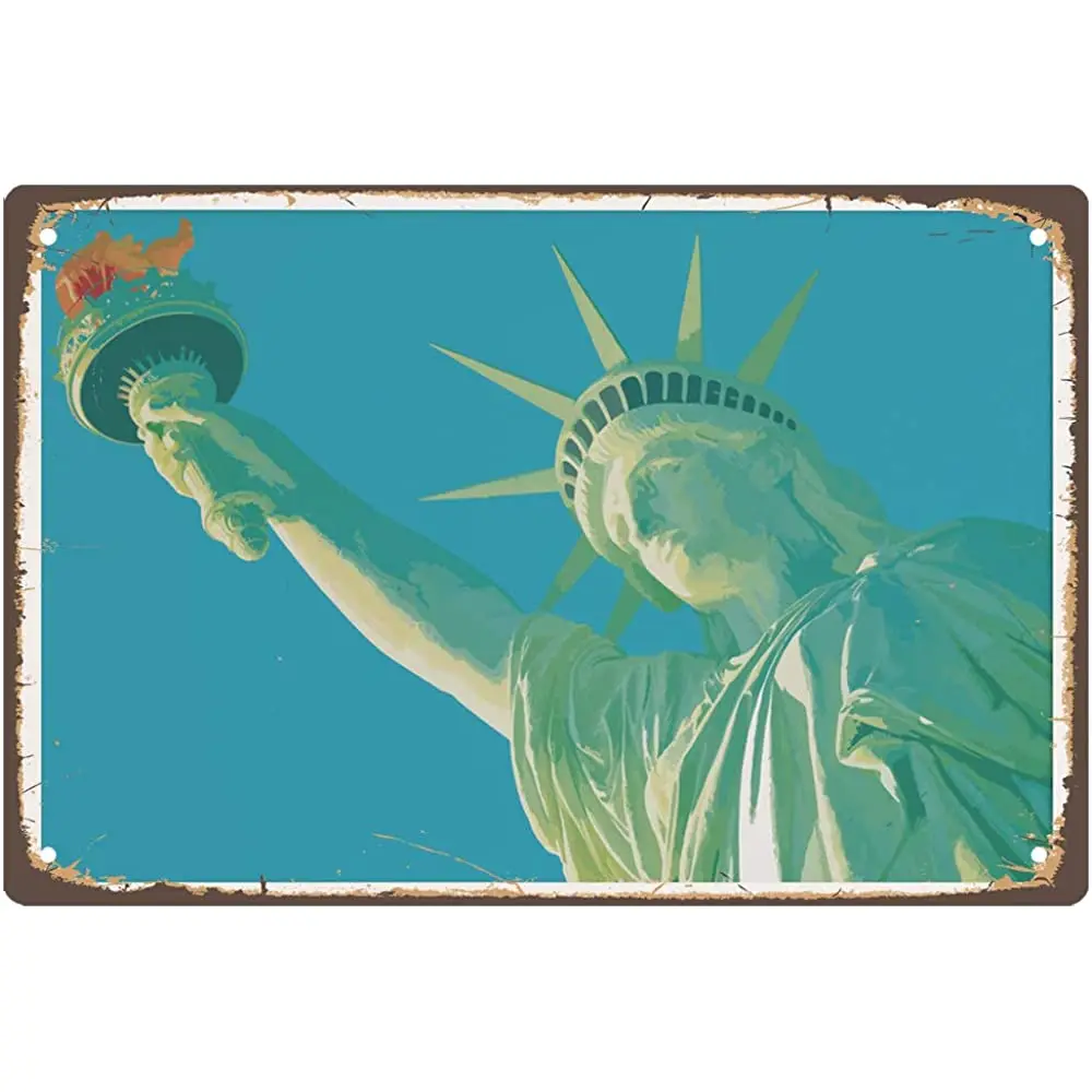 Металлический жестяной ретро-знак MUATOO, Настенный декор, Статуя Свободы, винтажные жестяные знаки для дома, бара, кофе