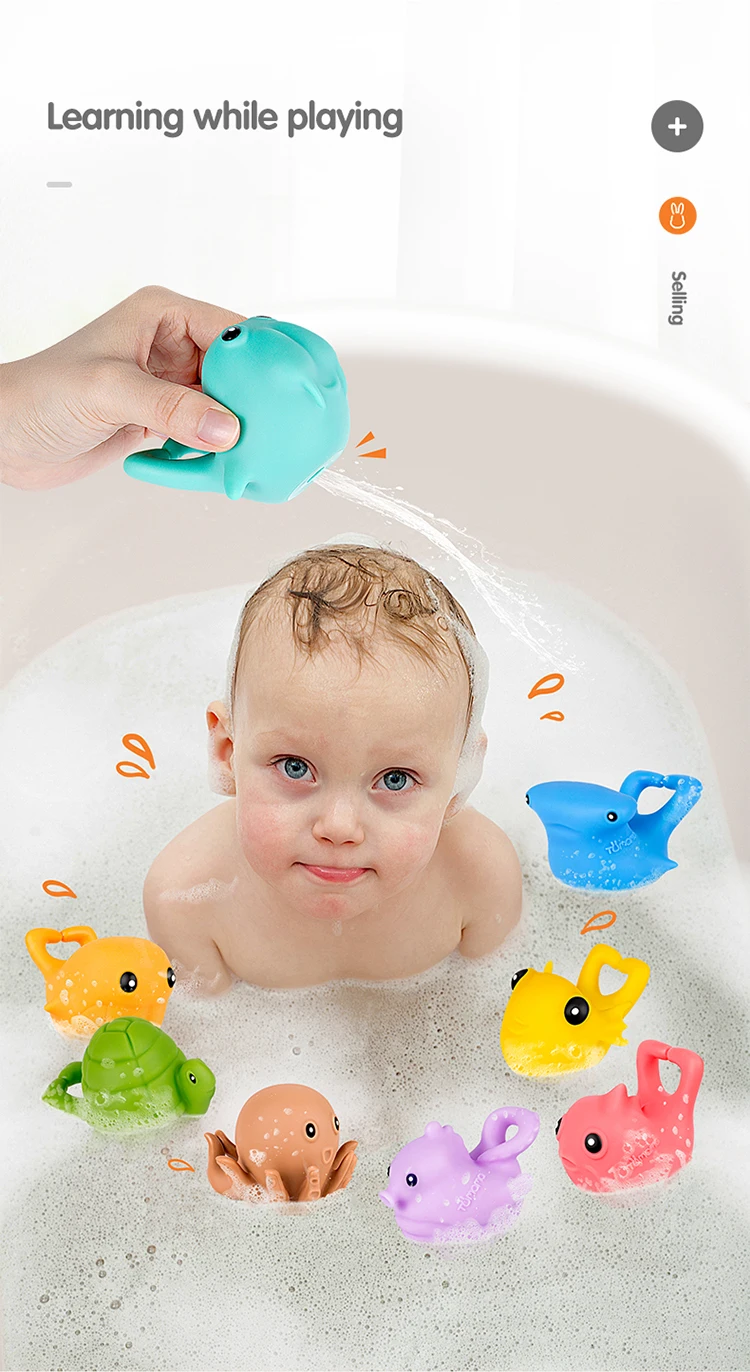Tumama игрушки для ванной 8 шт./компл. ПВХ морские животные игрушки для ванной для детей Squeeze кольцо игрушки для детей многофункциональный подарок на день рождения высокого качества Bebe игрушки