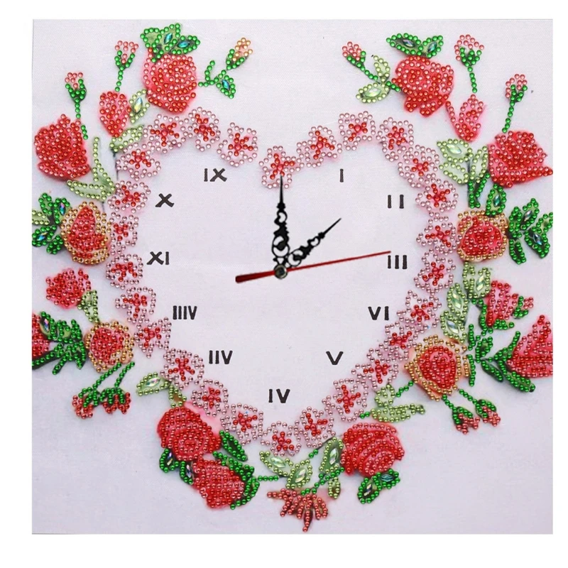

1Set Rose Flower Clock 5D Special Diamond Painting Embroidery Cross Stitch Rhinestones DIY Needlework Crafts Kit Home Decoration