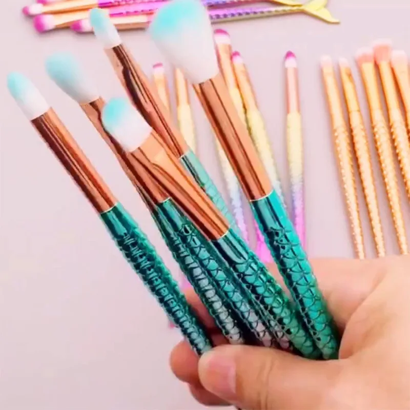 Professional Mermaid Makeup Brushes Set Eye Set Kits Shadow Eyeliner High Quality Makeup Brush Tools Eyebrow Tools Kit