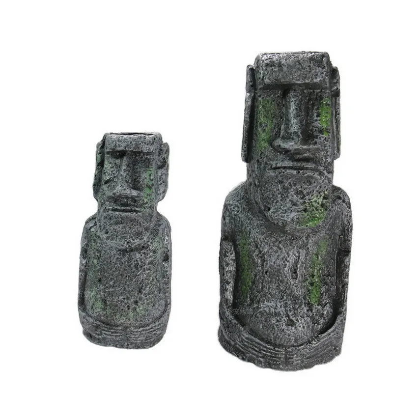 Искусственные аквариумные украшения из смолы статуя с острова Пасхи подводное