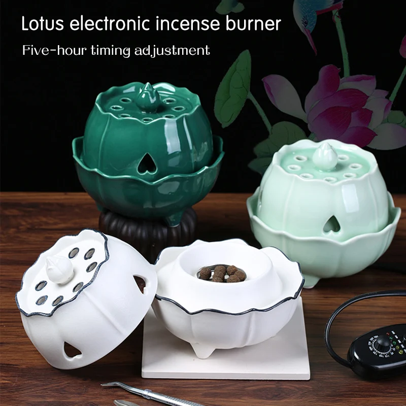 

Electric Aroma Diffuser Timing Switch Bakhoor Incense Burner Essential Oil Diffuser Cone Incense Holder Muslim Home Decoration