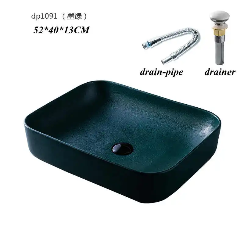 Керамическая раковина над стойкой прямоугольная в скандинавском стиле для