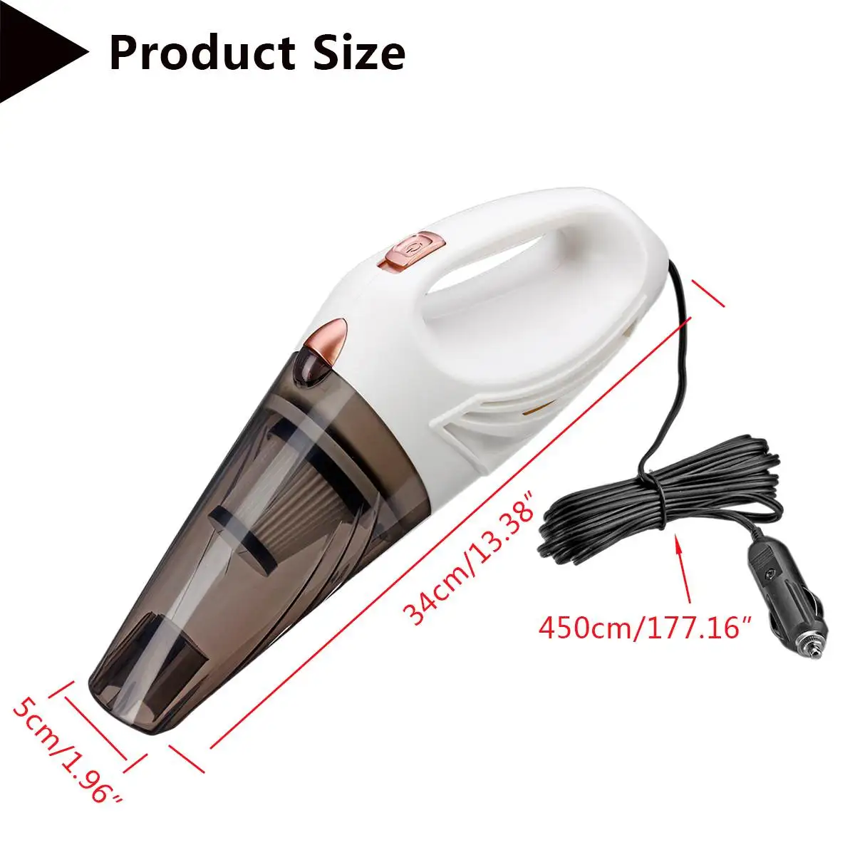

Strong Power 12V Car Vacuum Cleaner Car Handheld Vacuum Portable Duster Kit Dry And Wet Suction Hand for Indoor Home Car sofa